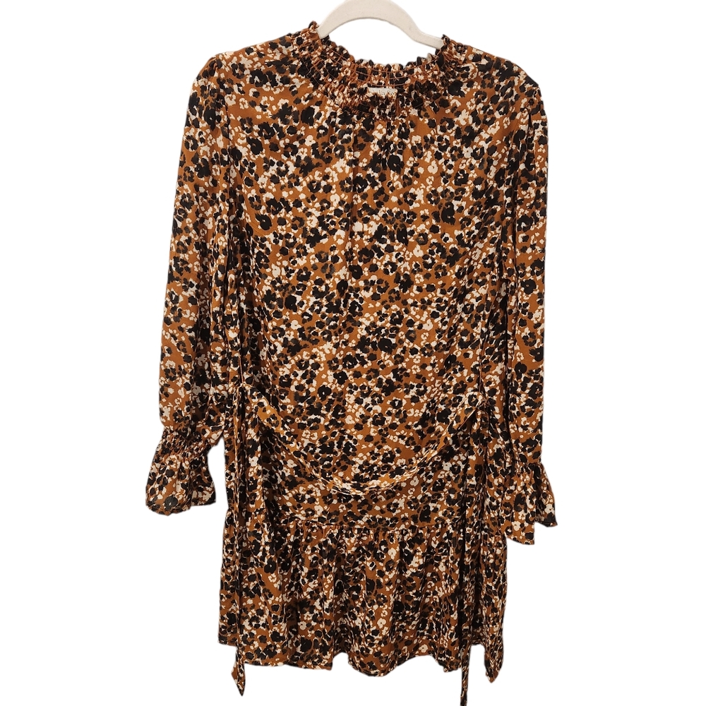 Ophelia Roe belted leopard print dress size medium